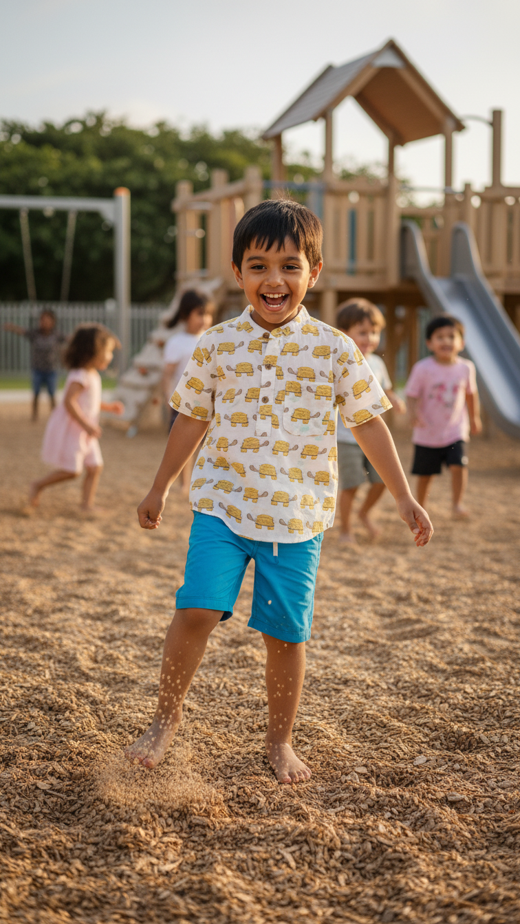 Boys Yellow Turtle Half-Sleeve Shirt